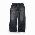 Recycled Waste Suvin Cotton Yarn 11.5oz. Denim Double Knee Painter Pants Vintage Washed - BLACK