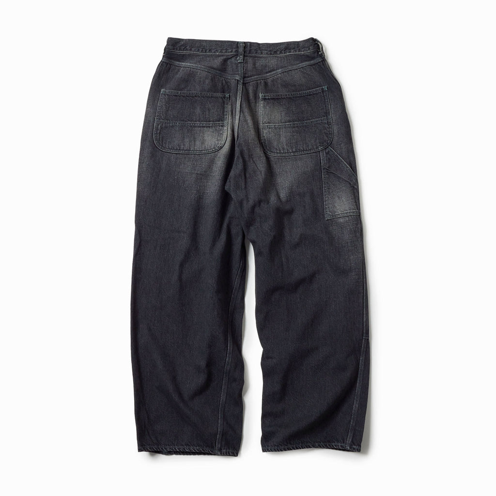 Recycled Waste Suvin Cotton Yarn 11.5oz. Denim Double Knee Painter Pants Vintage Washed