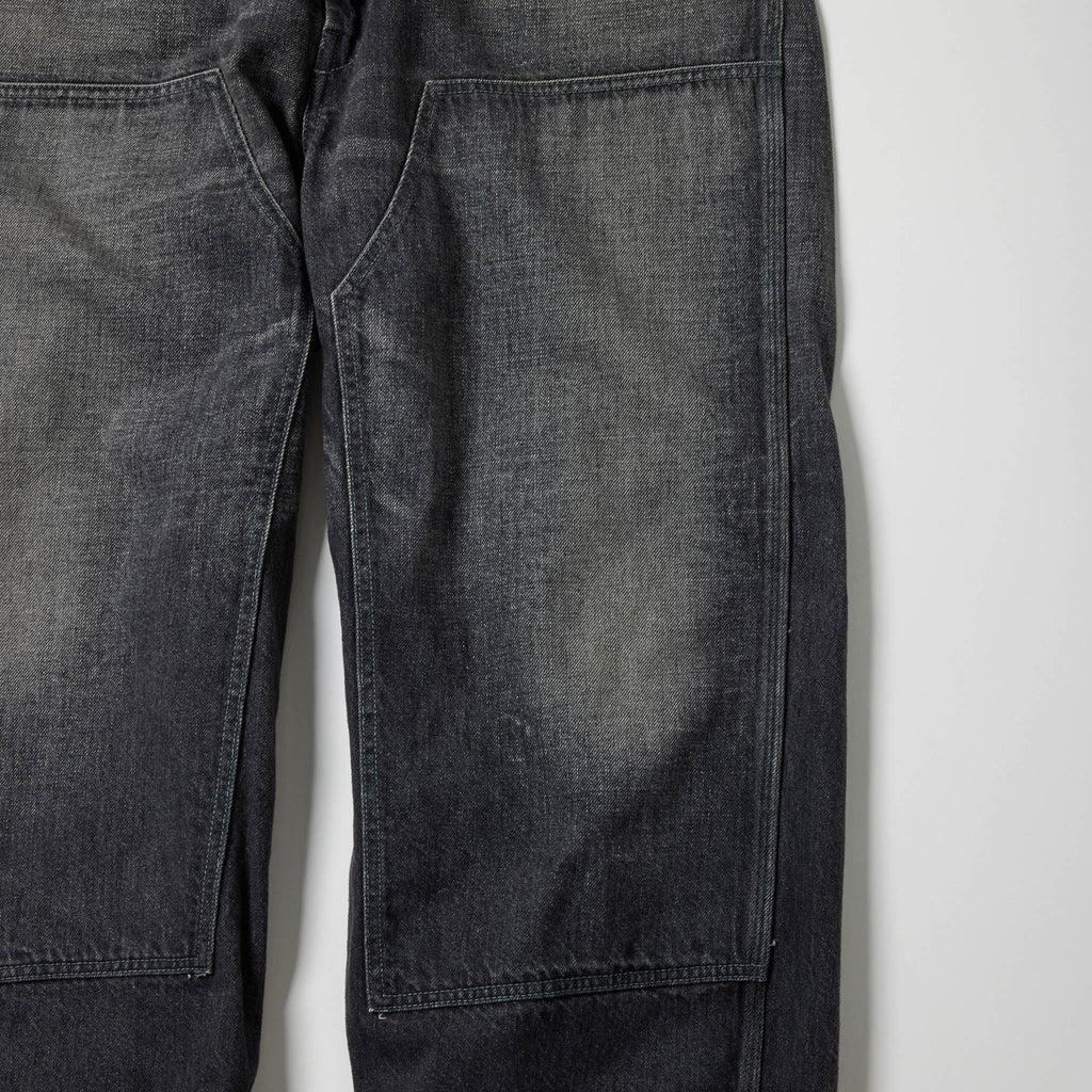 Recycled Waste Suvin Cotton Yarn 11.5oz. Denim Double Knee Painter Pants Vintage Washed