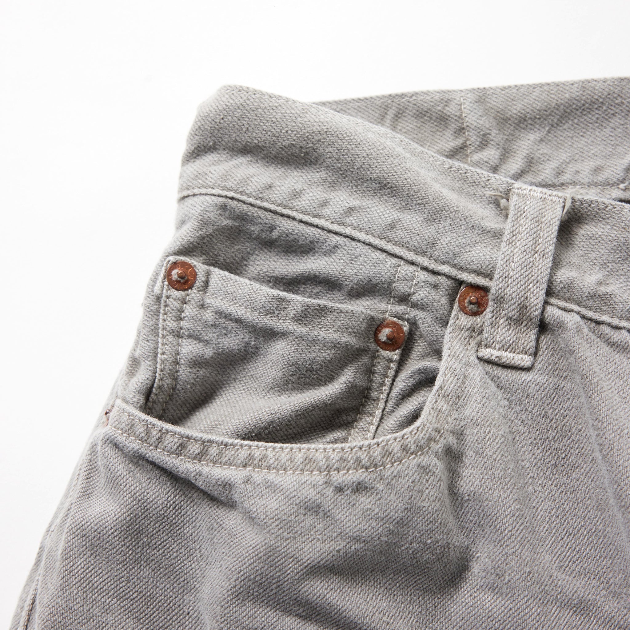 Recycled Waste Suvin Cotton Yarn 11.5oz. Denim 5Pocket Baggy Pants Vintage Washed