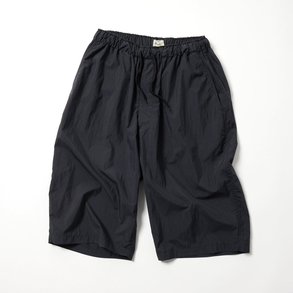 Cotton Nylon Weather Cloth Easy Wide Shorts - BLACK