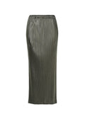 Glossed Metal Pleats - KHAKI