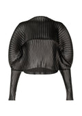 Glossed Metal Pleats - BLACK