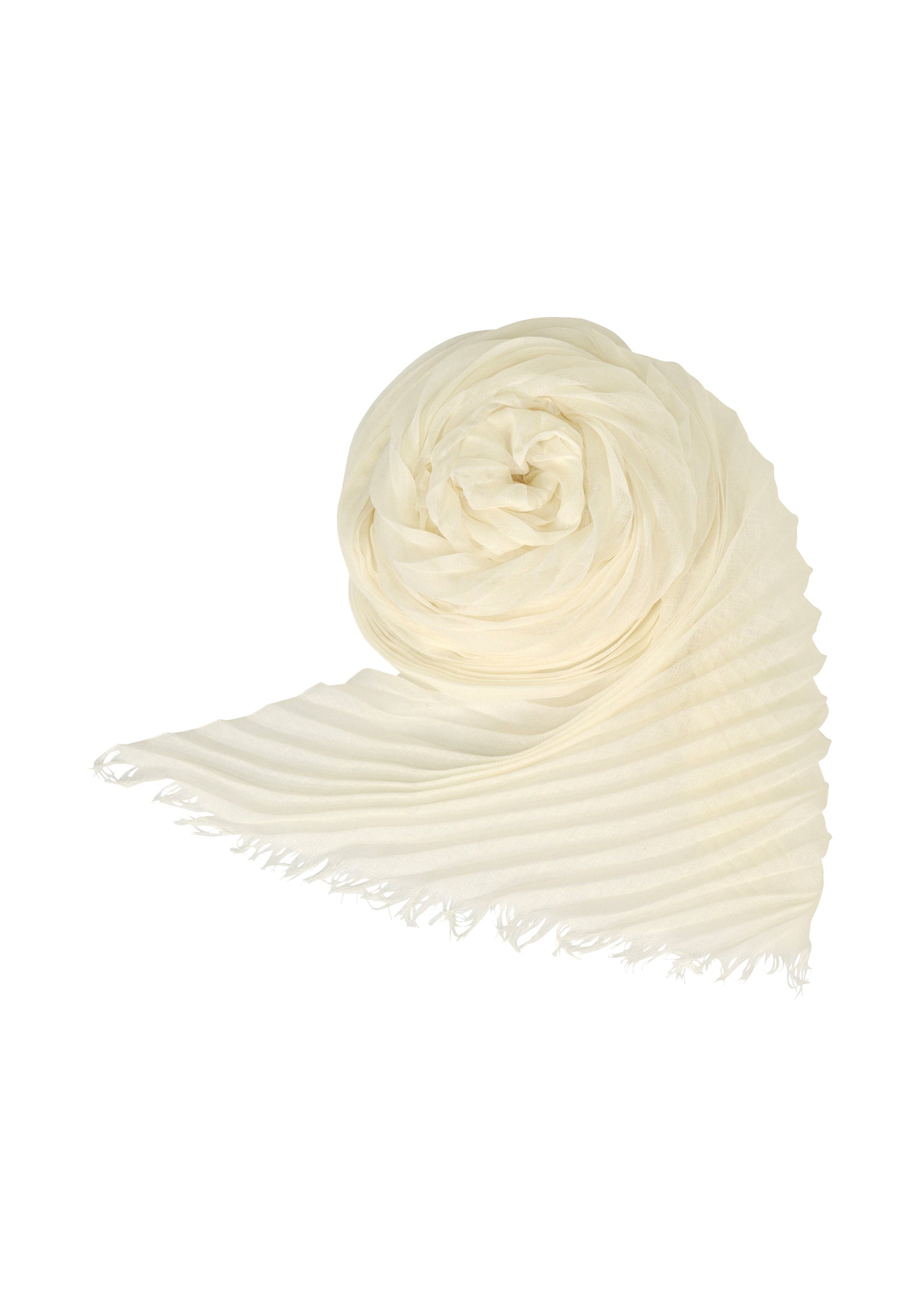 Feather Ramie Pleats Stole - WHITE