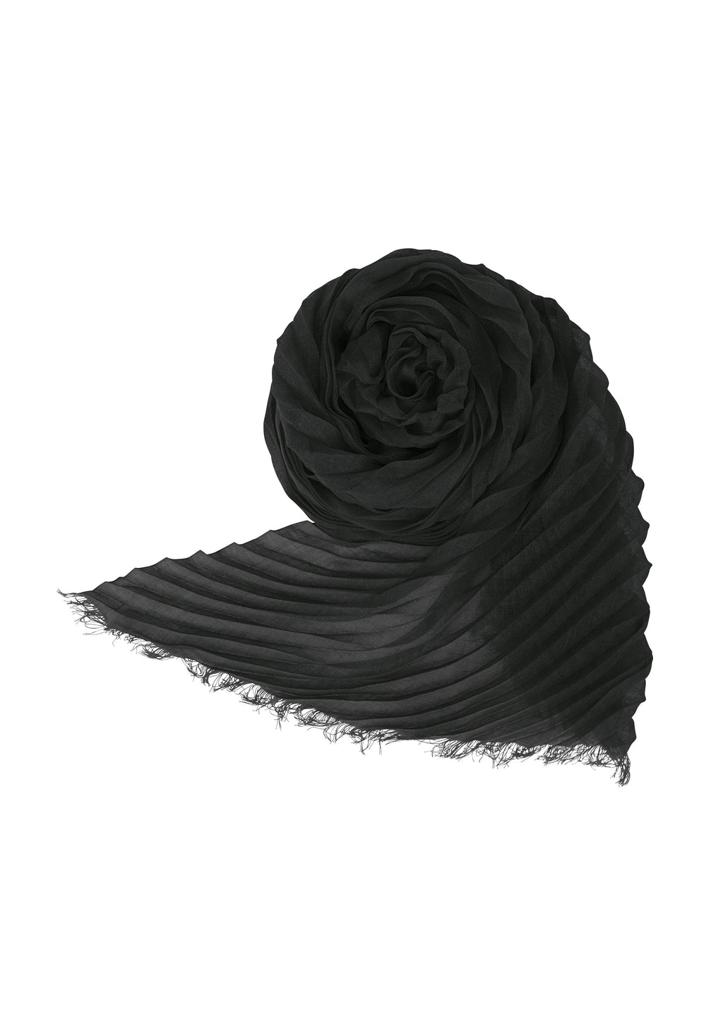 Feather Ramie Pleats Stole - BLACK