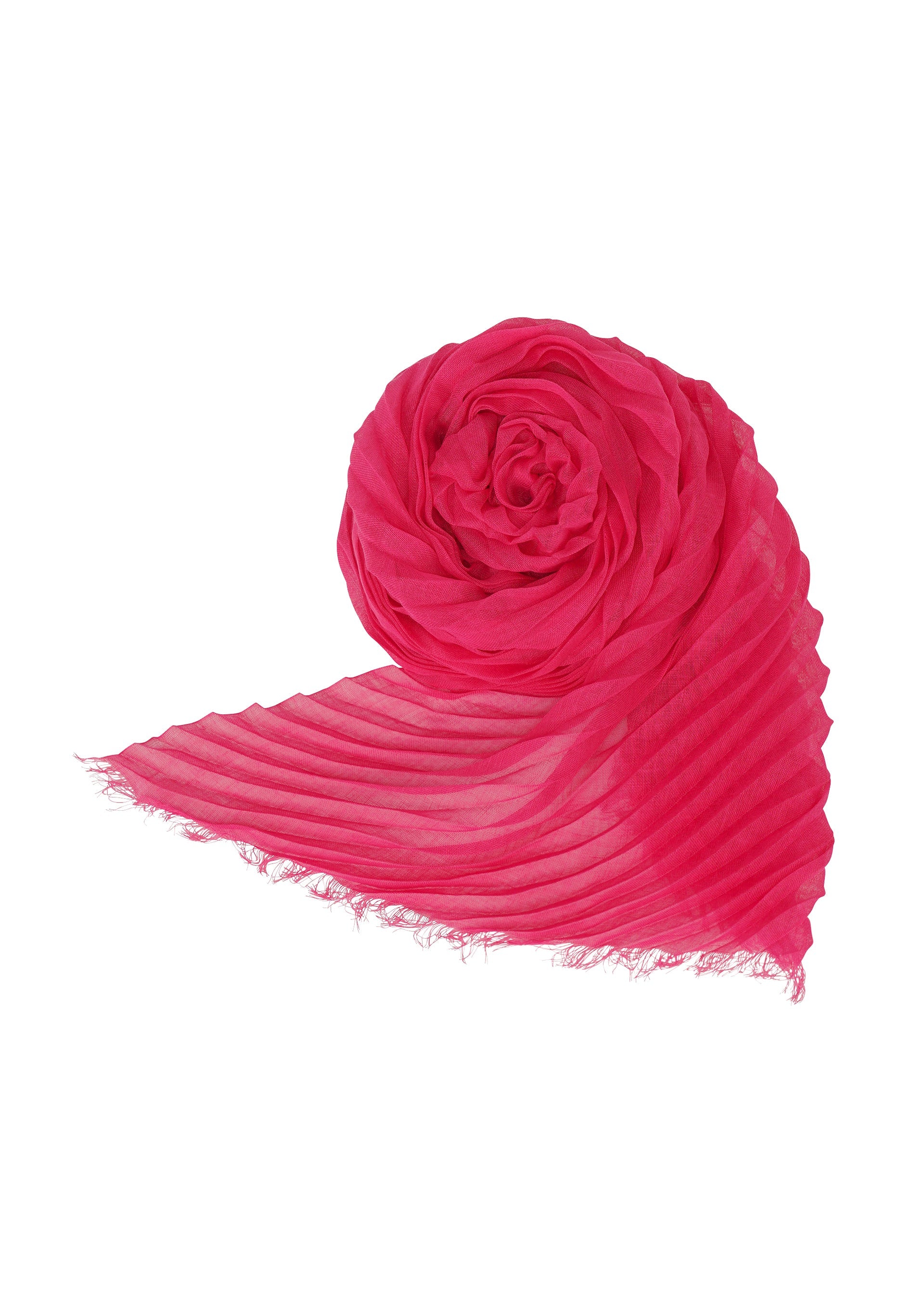 Feather Ramie Pleats Stole - PINK ROBIN