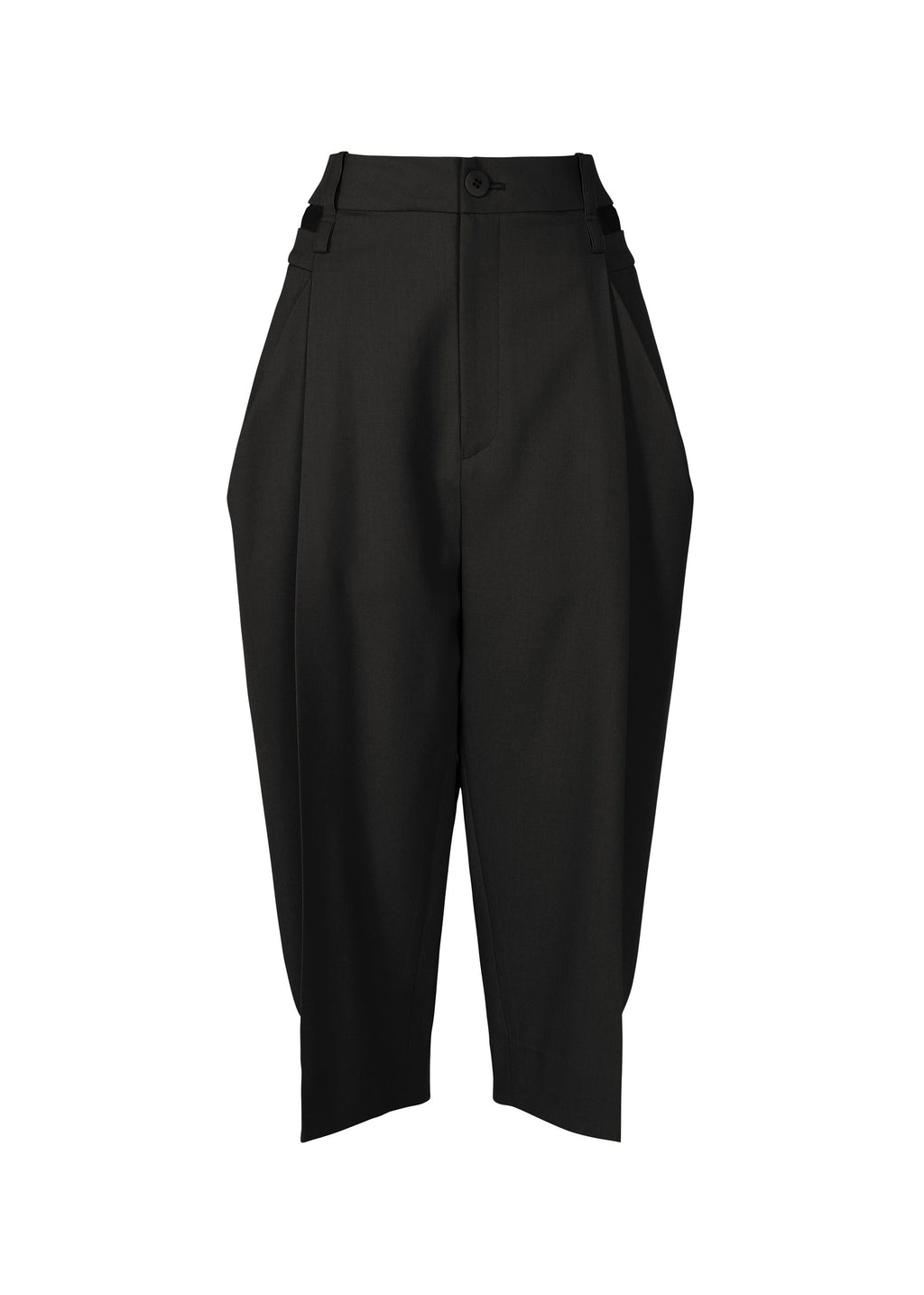 Belted Wool Pants - BLACK