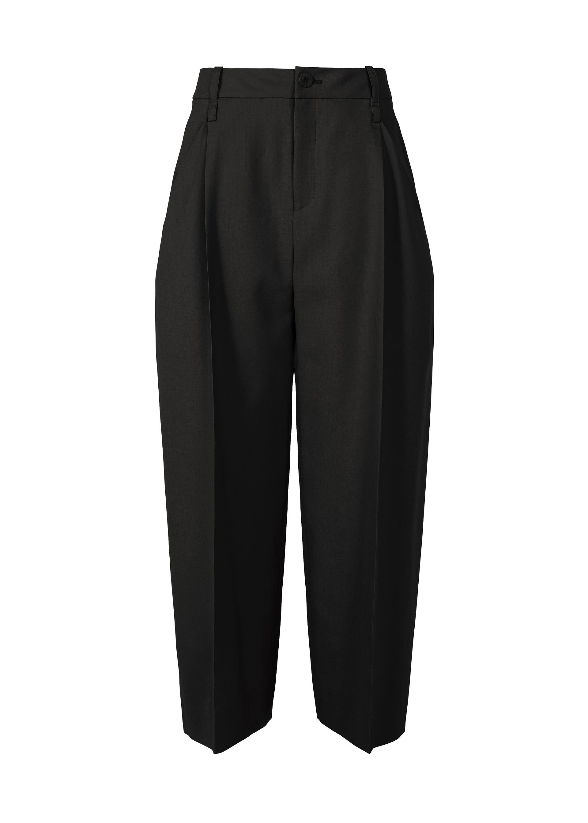 Belted Wool Pants - BLACK