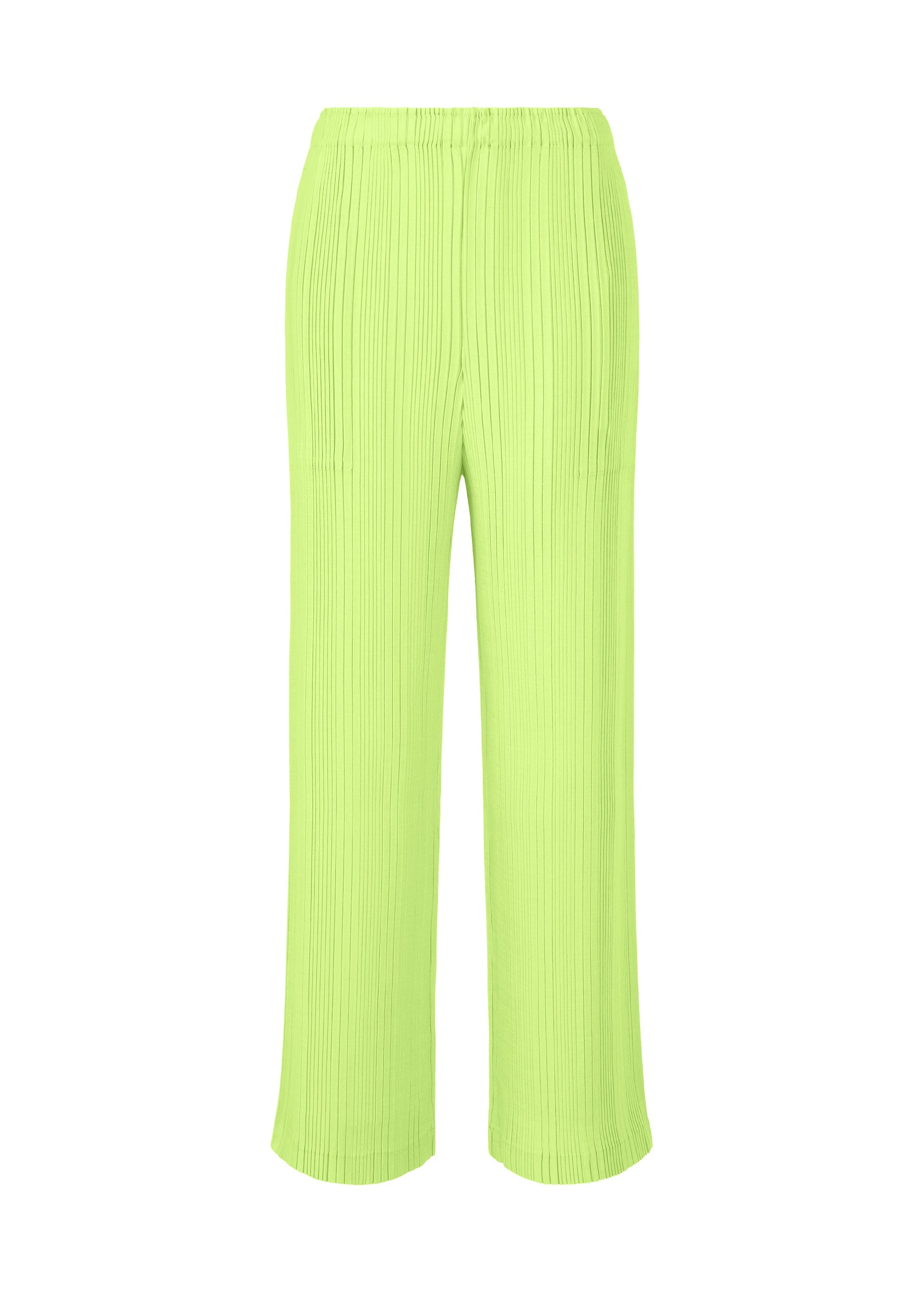Linen Like Rib Pleats - LIME GREEN