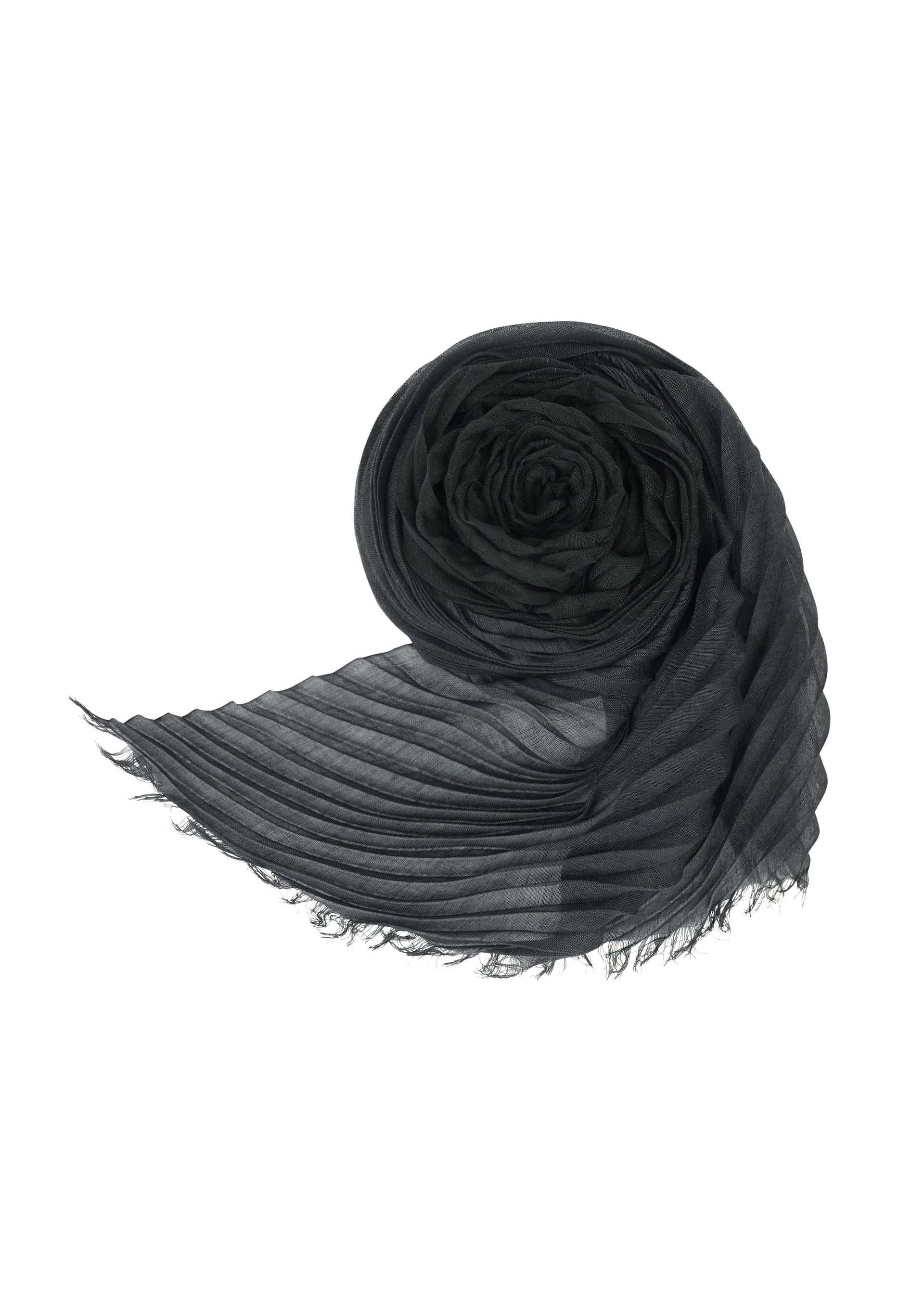 Gradation Ramie Pleats Stole - BLACK-HUED