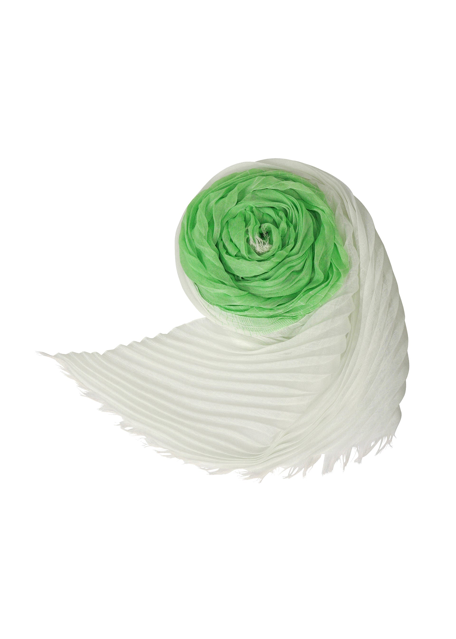 Gradation Ramie Pleats Stole - GREEN-HUED