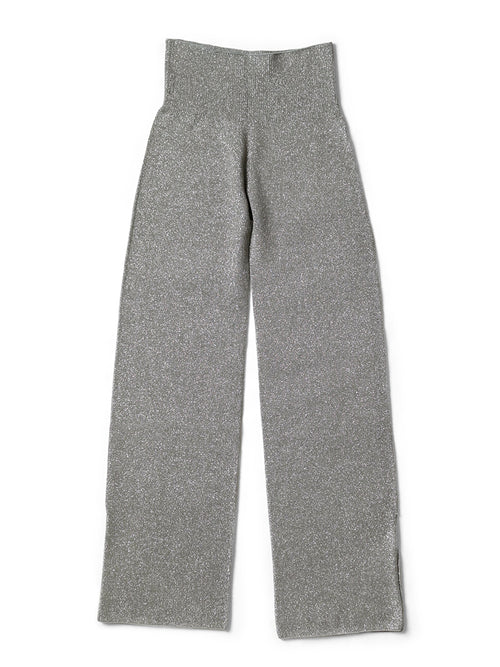 7G Glitter Yarn Slit Flare Leggings - Silver
