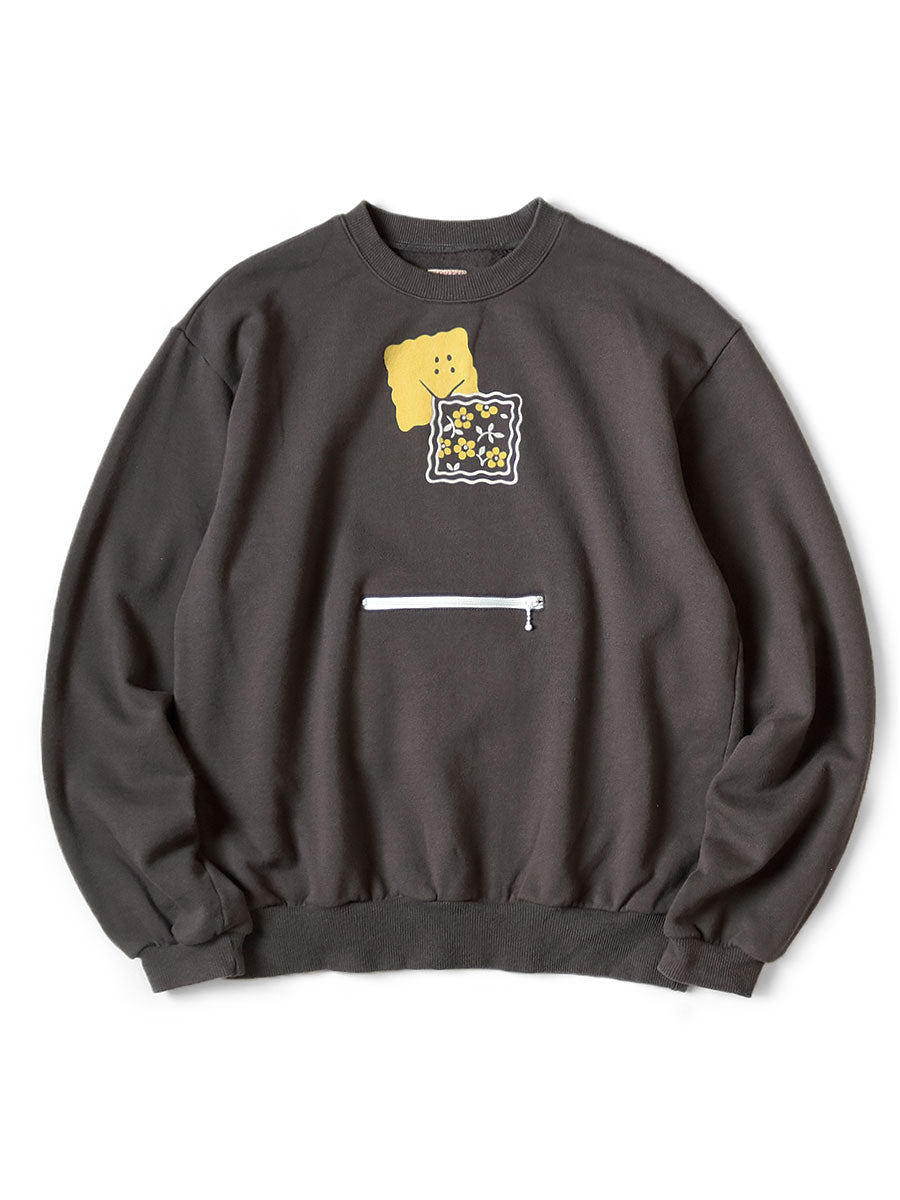 30/-裏毛 COOKIE Pocket Crew Sweat (PECKISH RAINBOWYpt) - Ink Black