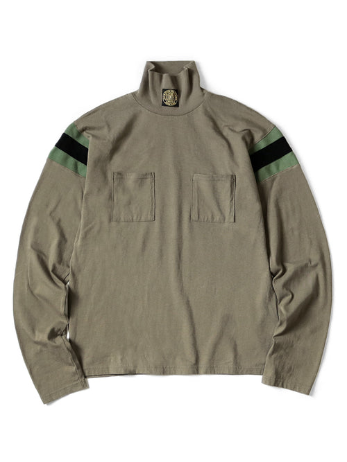 20/- Jersey Hardball High Neck Pocket Long Sleeve T - Gray Khaki