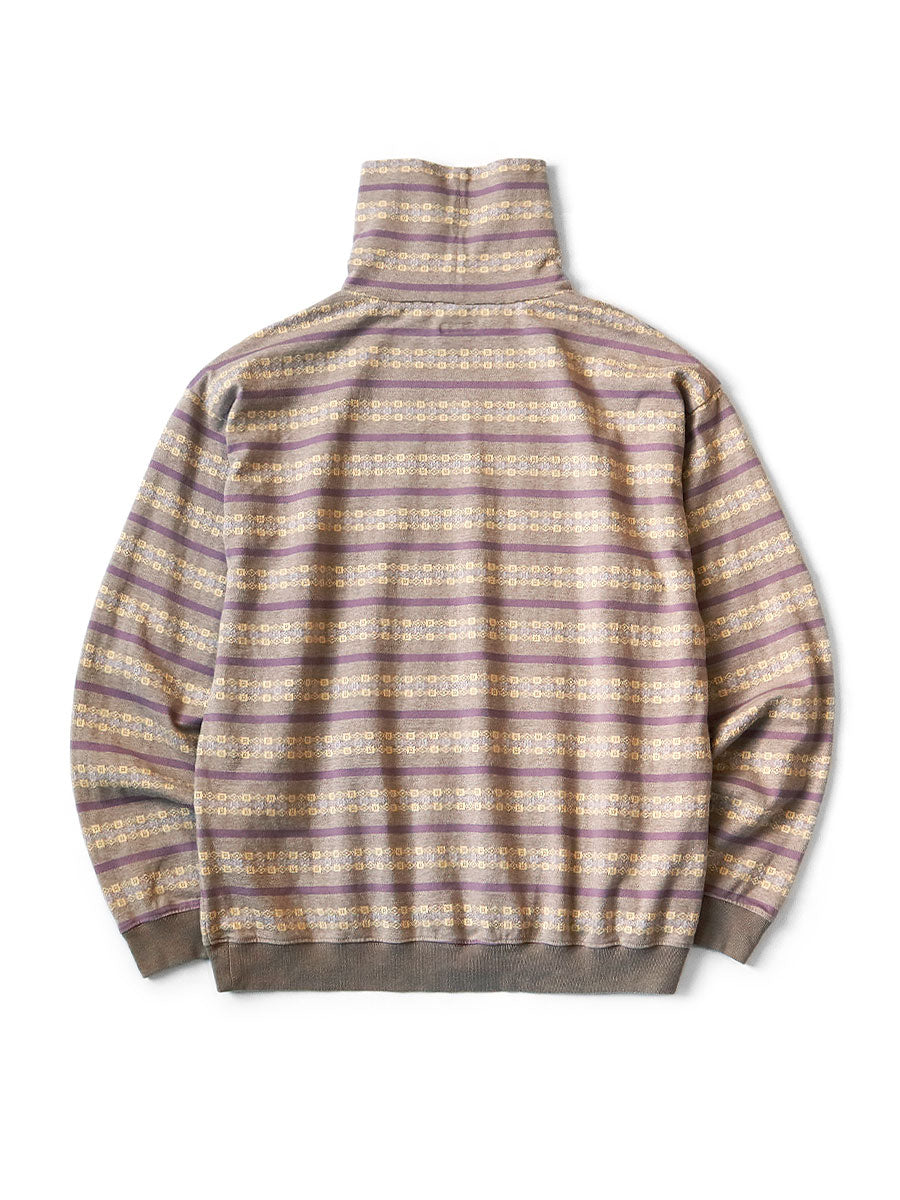 Sunrise Jacquard Border Jersey High Neck Long T