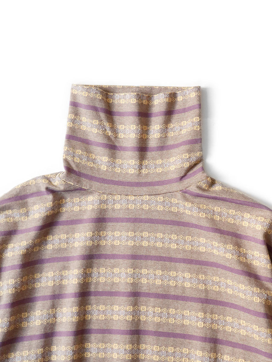 Sunrise Jacquard Border Jersey High Neck Long T