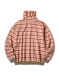 Sunrise Jacquard Border Jersey High Neck Long T - Pink x Burgundy