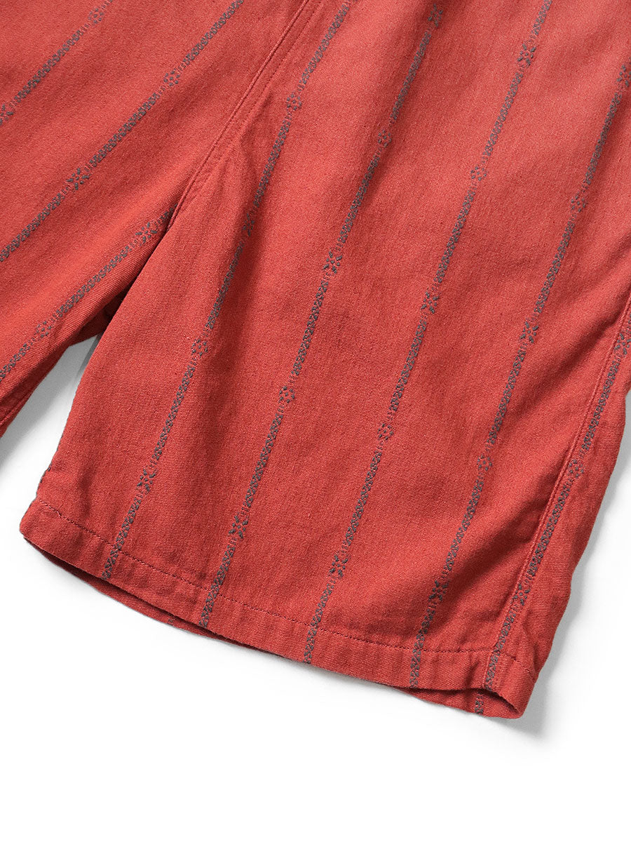 Cotton-Linen Cham Stripe Easy Short Pants