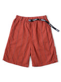 Cotton-Linen Cham Stripe Easy Short Pants - Red Brown