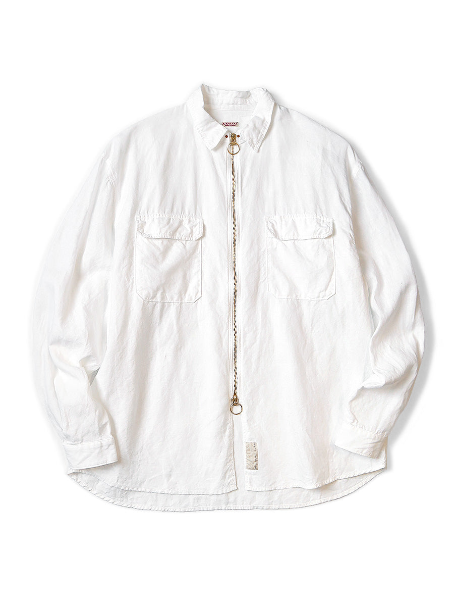 Linen Drizzler Work Shirt - White