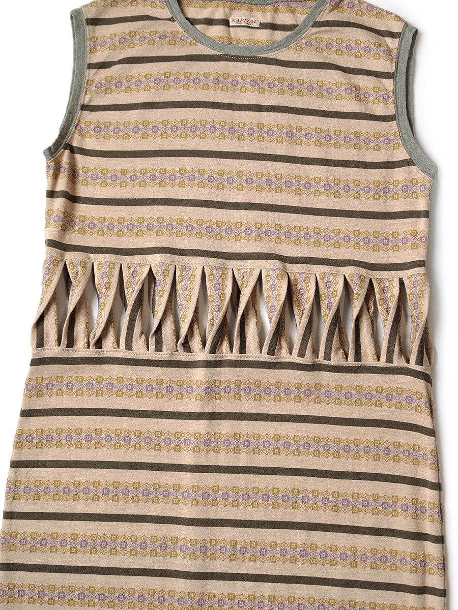 Sunrise Jacquard Border Jersey Abekobea Sleeveless Dress
