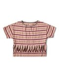 Sunrise Jacquard Border Jersey Abeko Bear T - Pink x Burgundy
