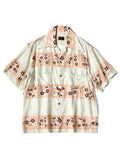 Silk Rayon COOKIE Pattern Langle Color Aloha Shirt - Kinari