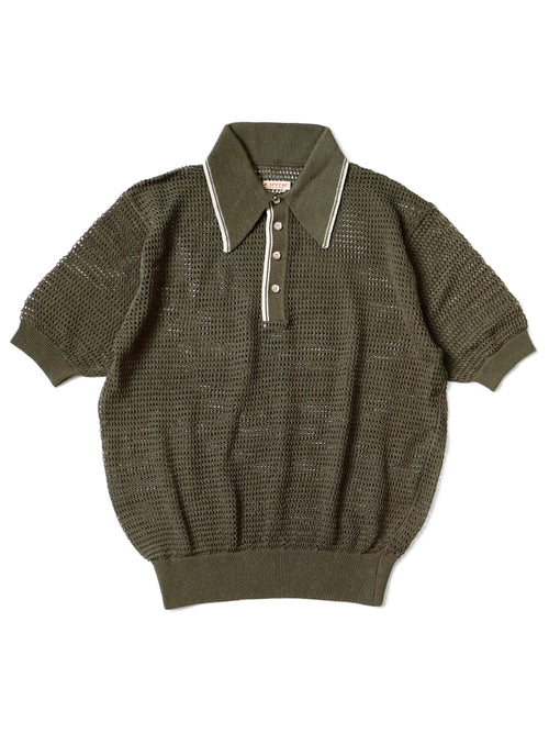 12G Mesh Knit Carol Polo - Khaki