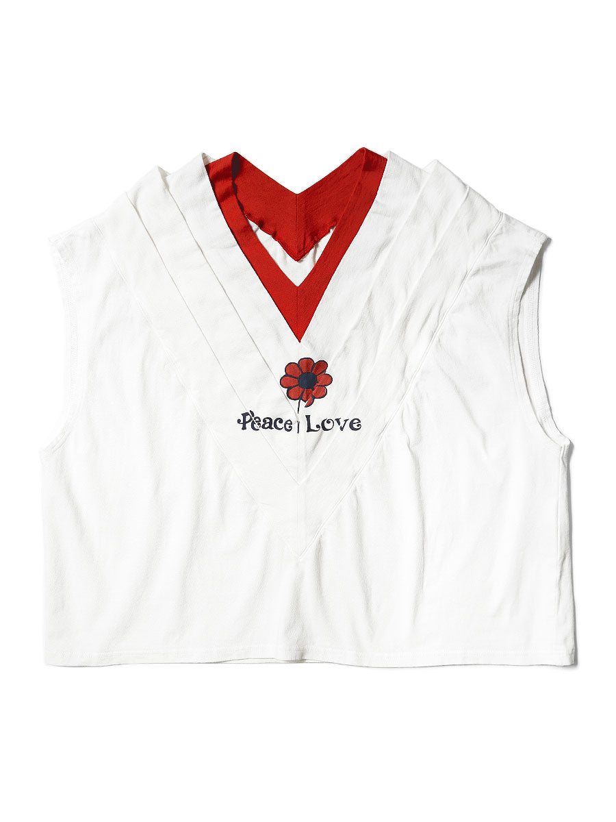 Tenjiku Trefle Sleeveless T (BUD FLOWER pt) - White x Red