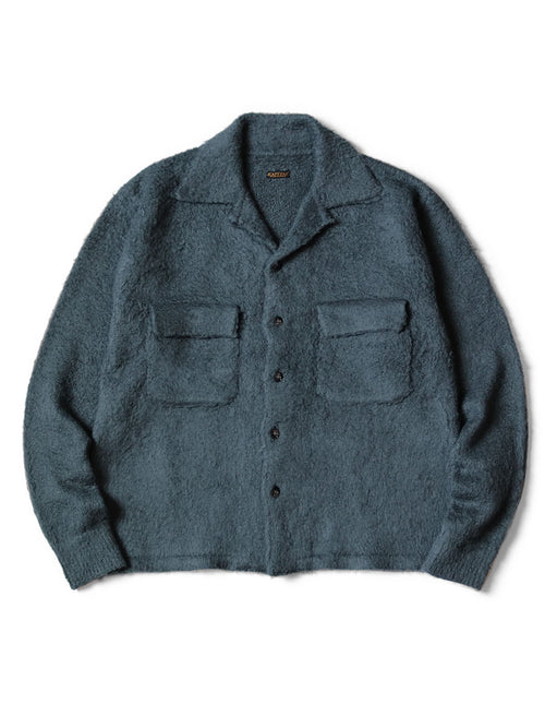 7G Shaggy Knit Board Shirt - Blue Gray