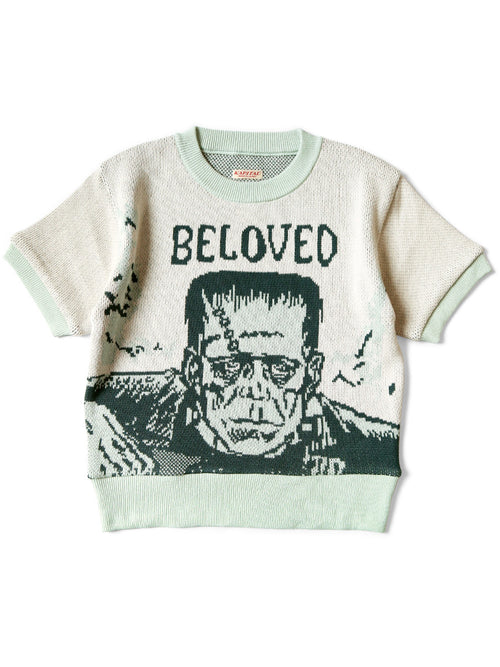 8G Jacquard Knit Short Sleeve Vintage Cropped Sweater (BELOVED Mr_) - Mint