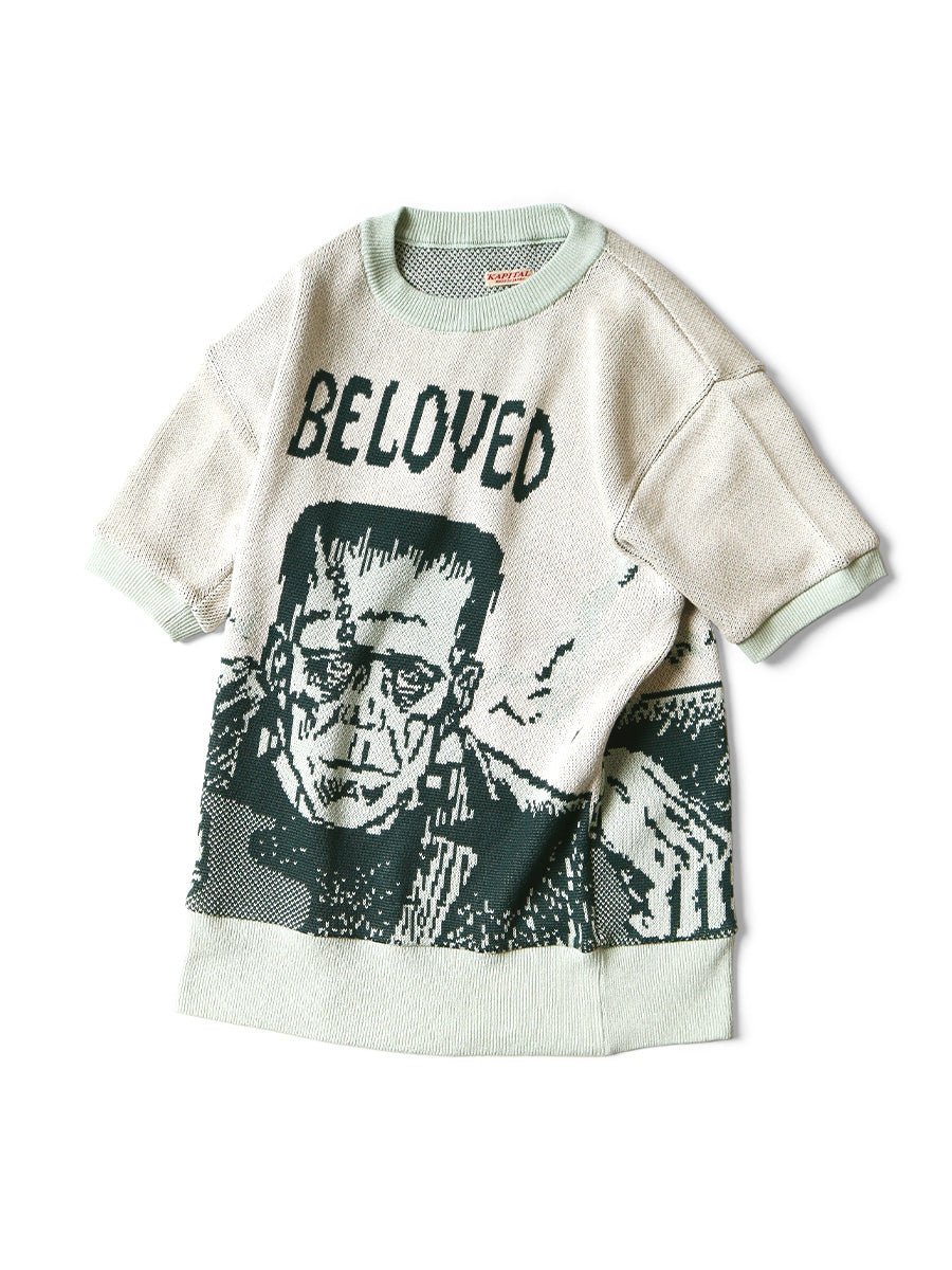8G Jacquard Knit Short Sleeve Vintage Sweater (BELOVED Mr_)