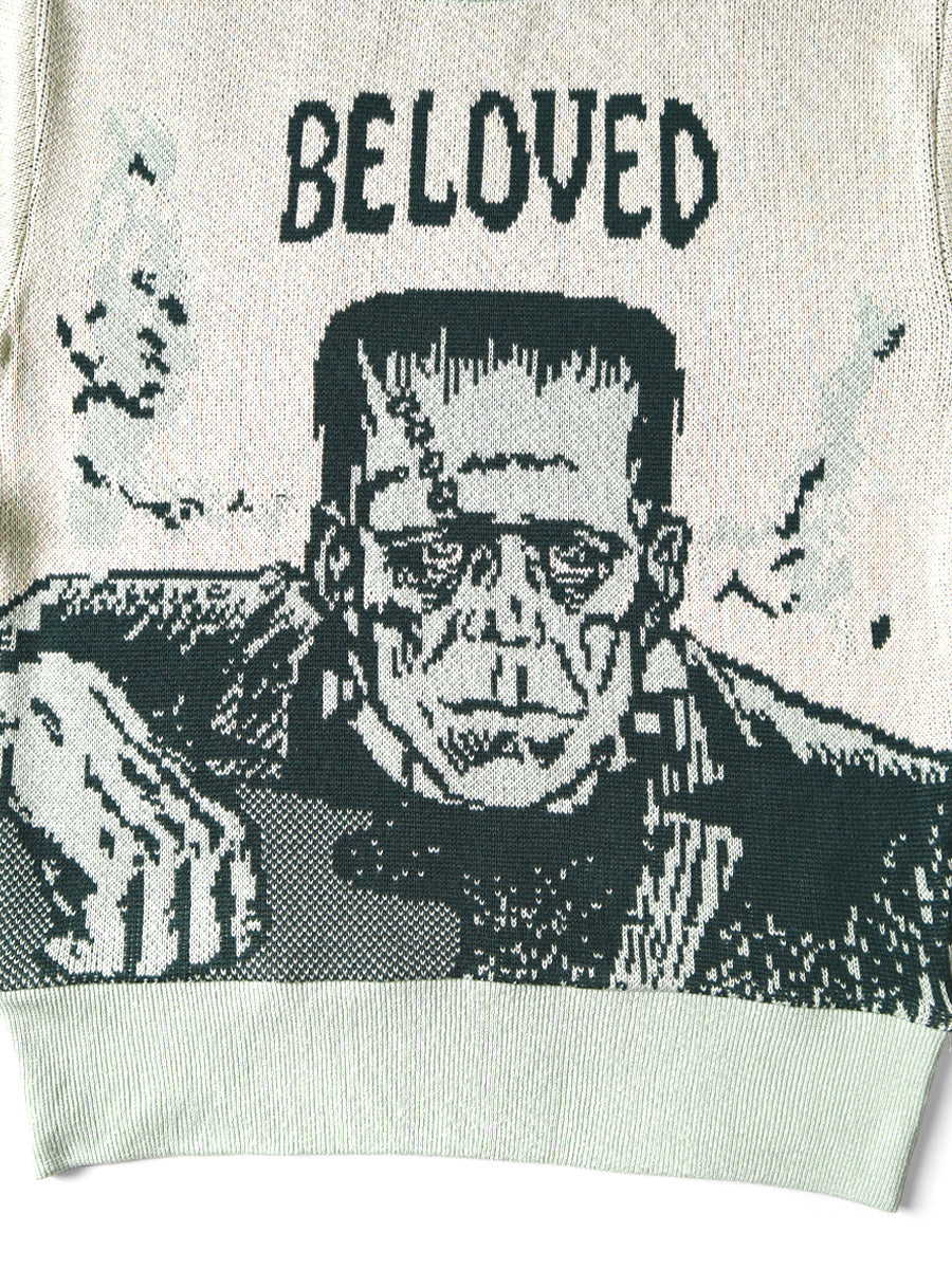 8G Jacquard Knit Short Sleeve Vintage Sweater (BELOVED Mr_)