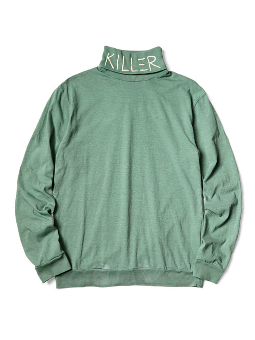 18.5/- Tenjiku High Neck Long T (KILLER Embroidery) - Light Green