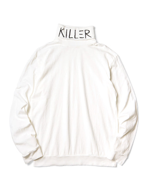 18.5/- Tenjiku High Neck Long T (KILLER Embroidery) - White