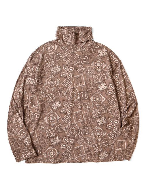 20/-Tencel COOKIE Bandana pt High Neck Long T - Brown