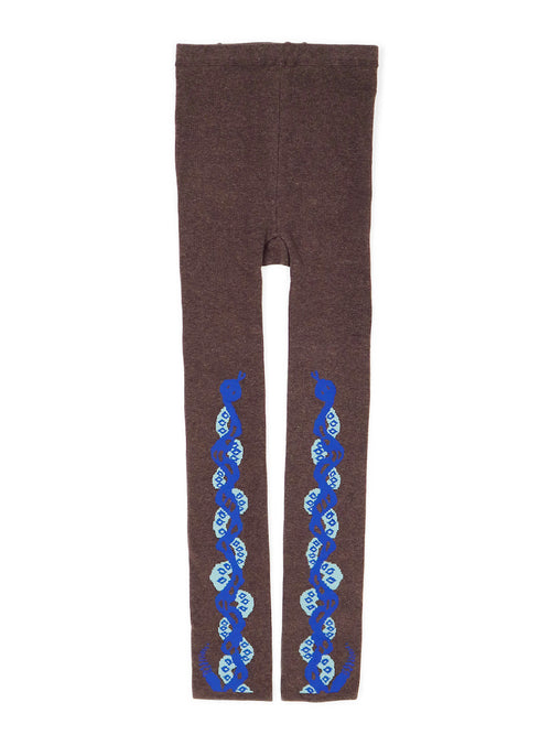 200 Leggings with Weaving Cobra Pattern - Dark Purple