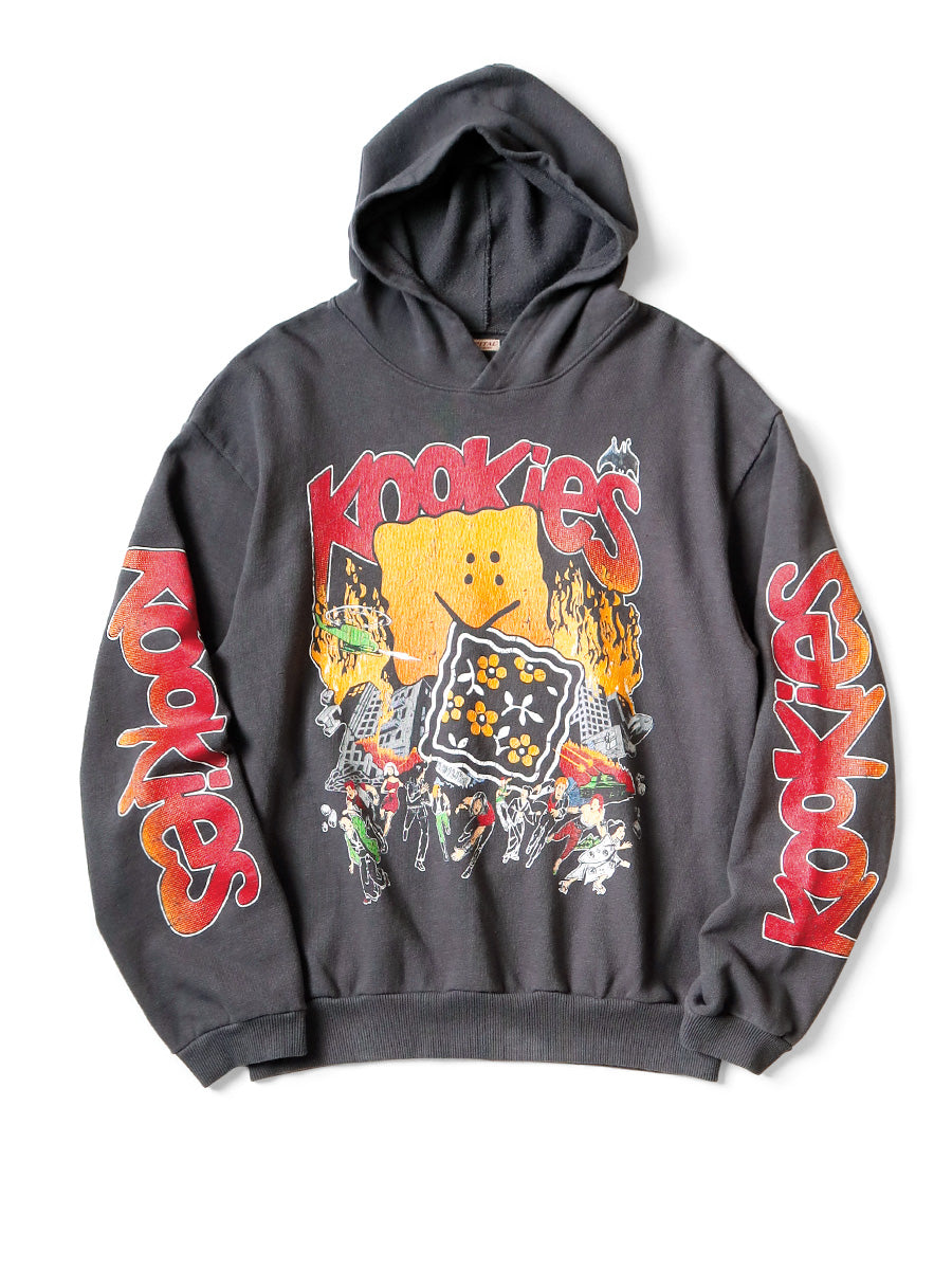 Fleece-lined Hooded Sweatshirt (BUSTER PECKISH RAINBOWYpt) - Jet Black