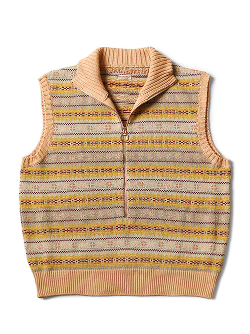 5G Fair Isle Half ZIP Vest - light orange