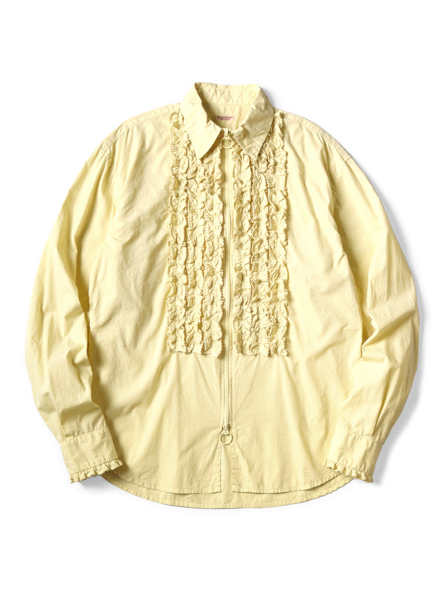 Broad Zipper Frill Shirt - Light Yellow