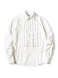Broad Zipper Frill Shirt - White