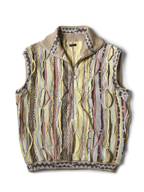 7G Knit GAUDY Half ZIP Vest - Yellow