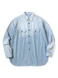 Chambray BONE Patch Ventilator Work Shirt - Saxophone
