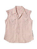 Cotton Linen Seersucker Check Love-ly Western Shirt - Red