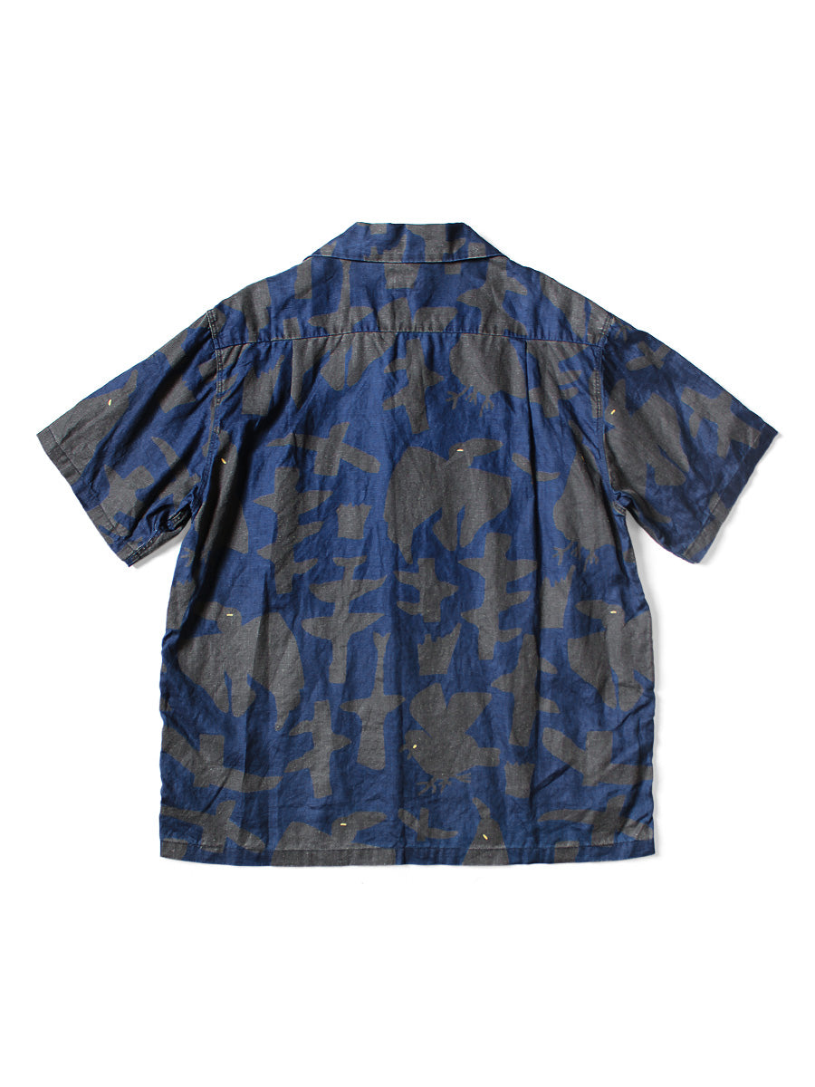 French Cross Linen GUIDING LIGHT Crow Batik Aloha Shirt