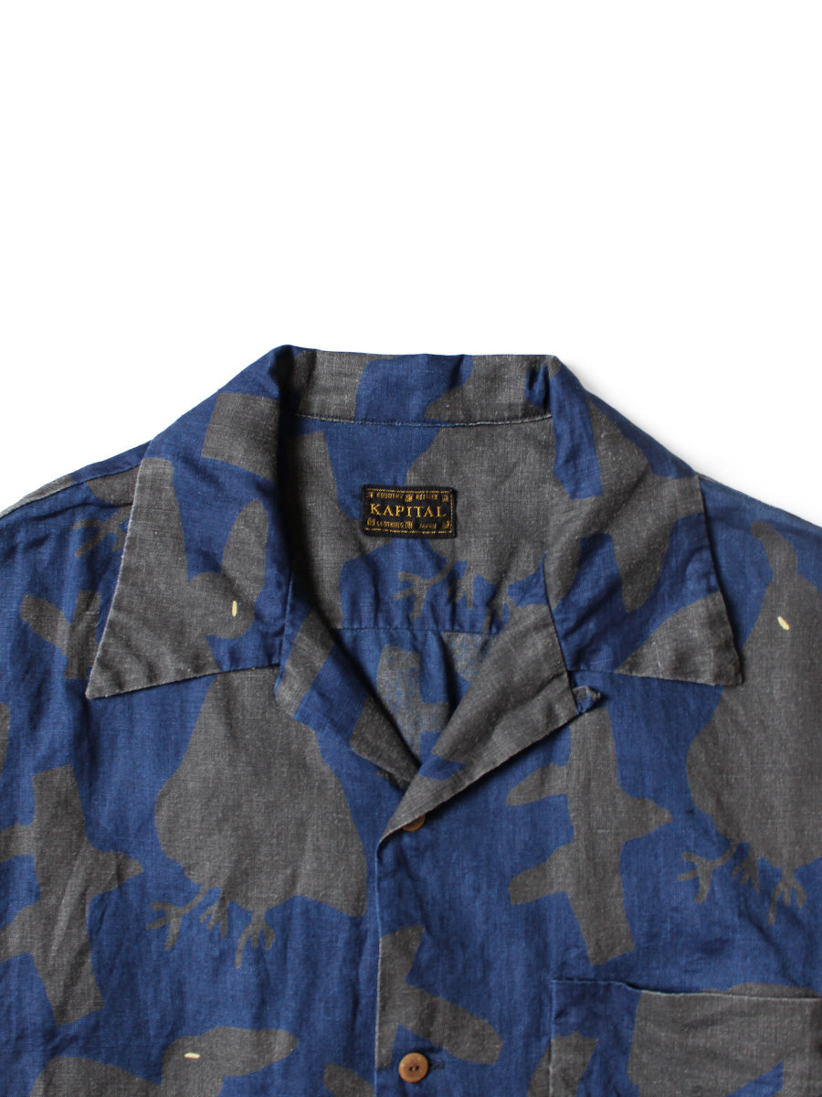 French Cross Linen GUIDING LIGHT Crow Batik Aloha Shirt
