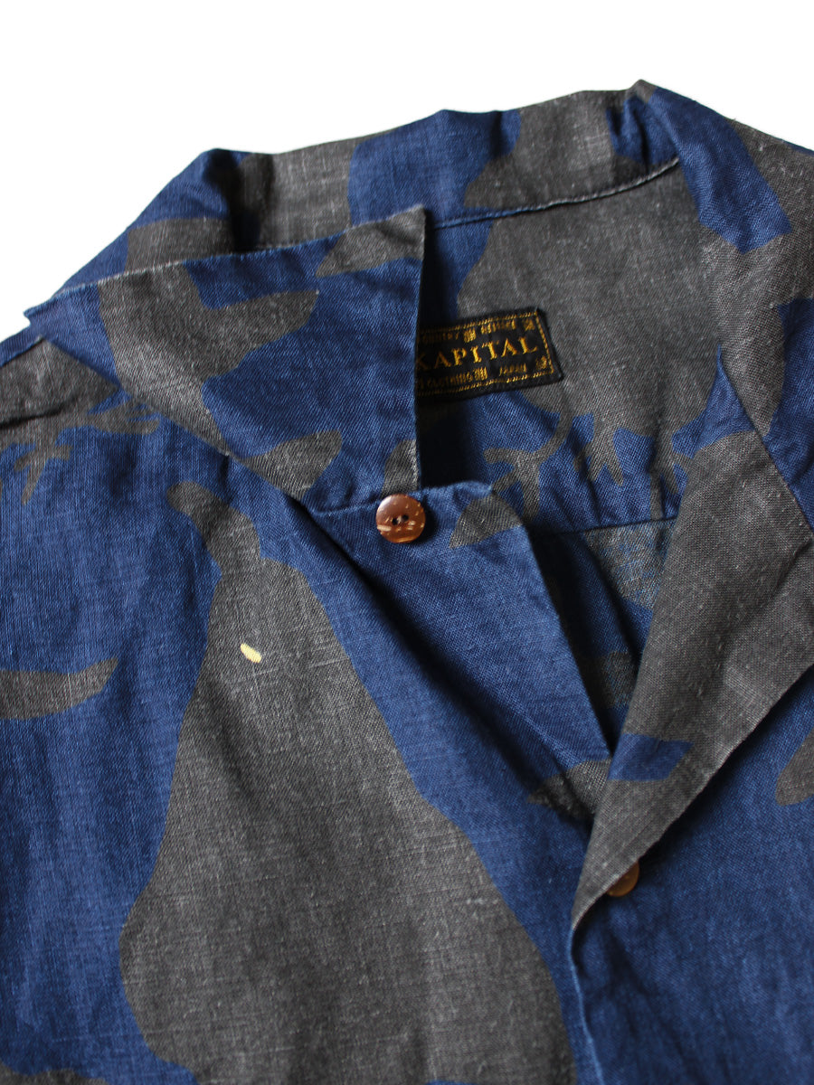 French Cross Linen GUIDING LIGHT Crow Batik Aloha Shirt