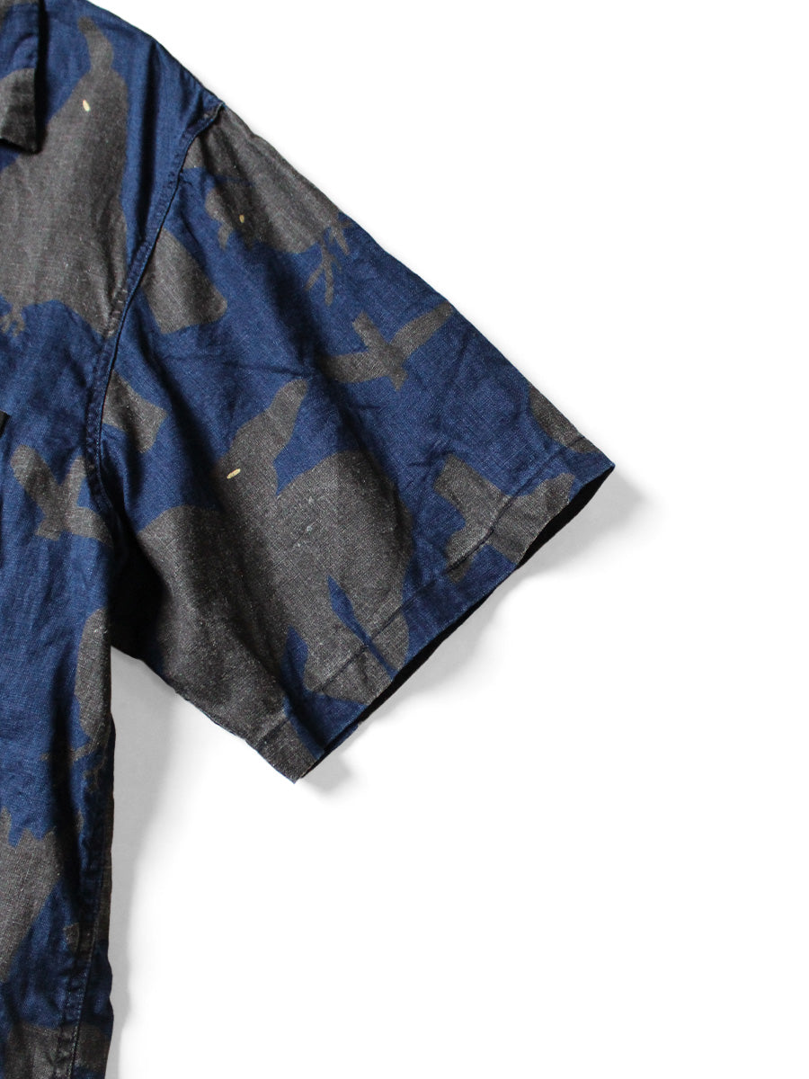 French Cross Linen GUIDING LIGHT Crow Batik Aloha Shirt