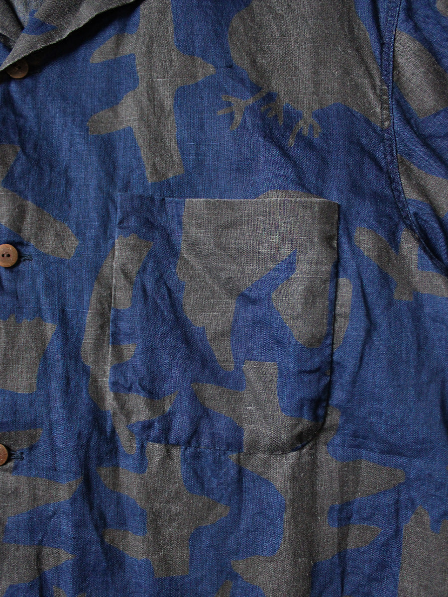 French Cross Linen GUIDING LIGHT Crow Batik Aloha Shirt