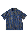 French Cross Linen GUIDING LIGHT Crow Batik Aloha Shirt - Indigo